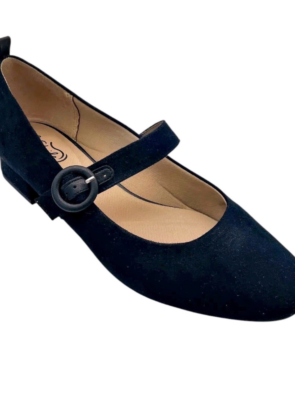 Life Stride Black Suede like Mary Jane Flat with Buckle